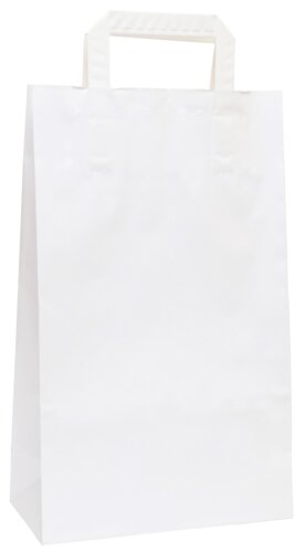 Weiße Papiertaschen, flacher Papiergriff