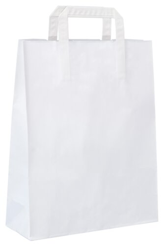 Weiße Papiertaschen, flacher Papiergriff