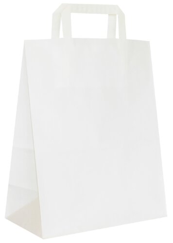 Weiße Papiertaschen, flacher Papiergriff