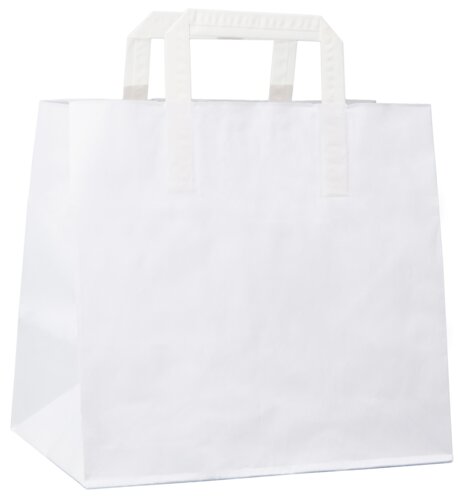 Weiße Papiertaschen, flacher Papiergriff