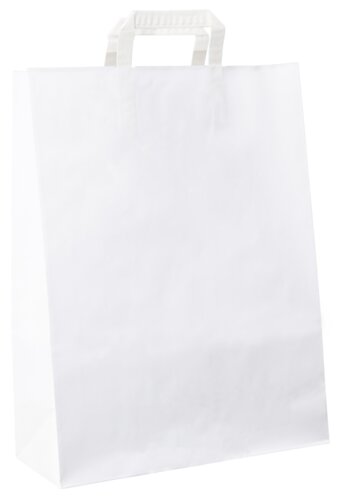 Weiße Papiertaschen, flacher Papiergriff