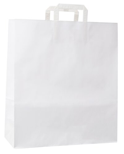 Weiße Papiertaschen, flacher Papiergriff
