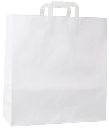 Weiße Papiertaschen, flacher Papiergriff