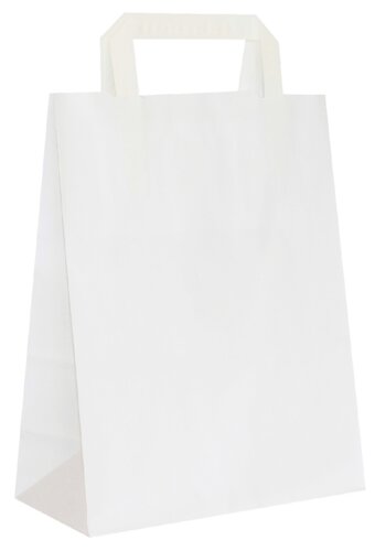 Weiße Papiertaschen, flacher Papiergriff