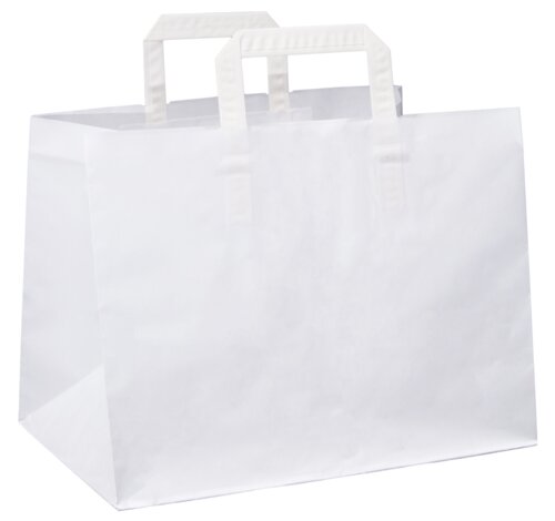 Weiße Papiertaschen, flacher Papiergriff