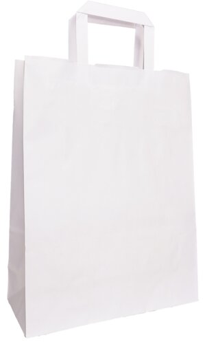 Weiße Papiertaschen, flacher Papiergriff