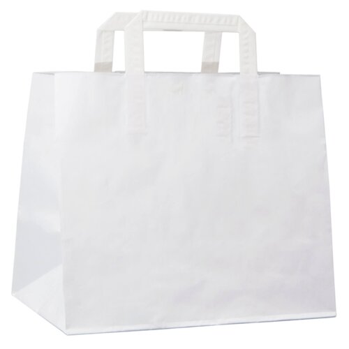 Weiße Papiertaschen, flacher Papiergriff