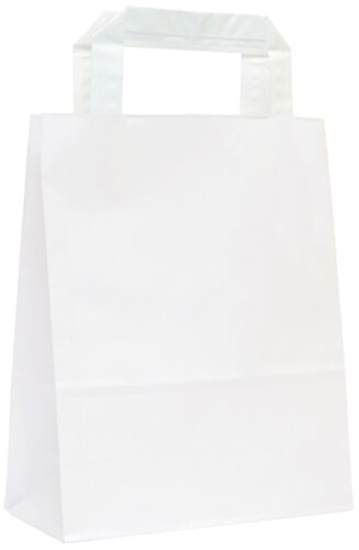 Weiße Papiertaschen, flacher Papiergriff